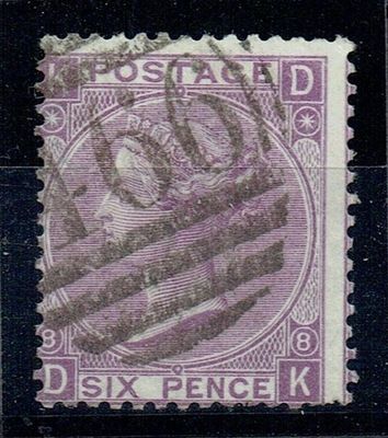 GB QUEEN VICTORIA 1869, 6d DULL VIOLET SG108, Pl.8, Mi.30, KD|DK, NO HYPHEN, USED