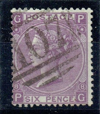 GB QUEEN VICTORIA 1869, 6d DULL VIOLET SG108, Pl.8, Mi.30, GP|PG, NO HYPHEN, USED