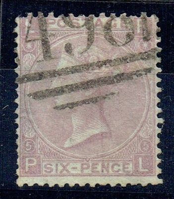 GB QUEEN VICTORIA 1865, 6d LILAC, SG97, Pl.5, Mi.38, LP|PL, USED