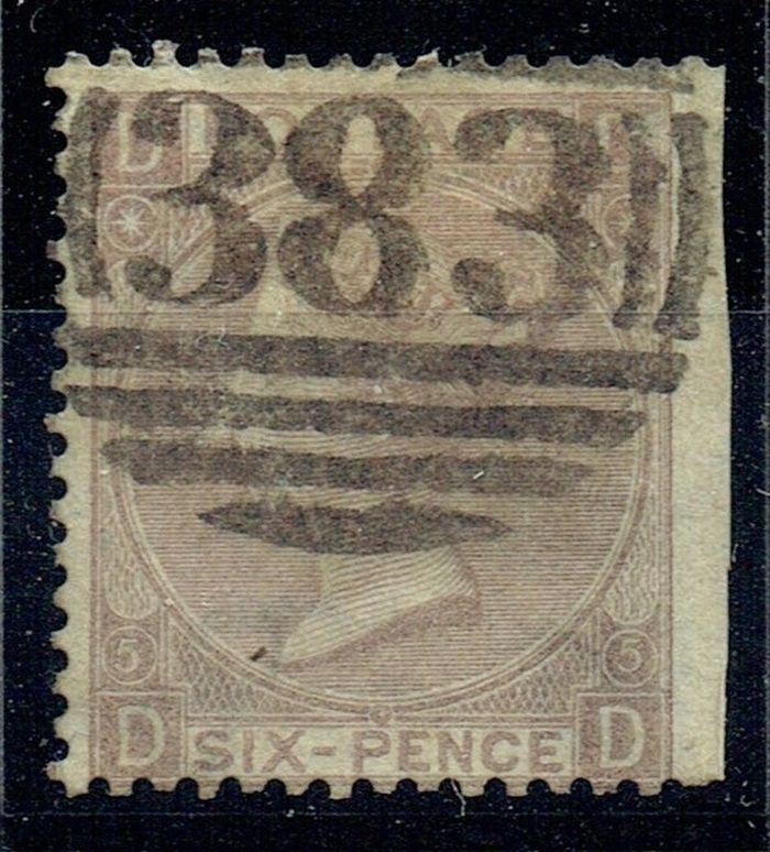 GB QUEEN VICTORIA 1865, 6d LILAC, SG97, Pl.5, Mi.38, DD|DD, USED