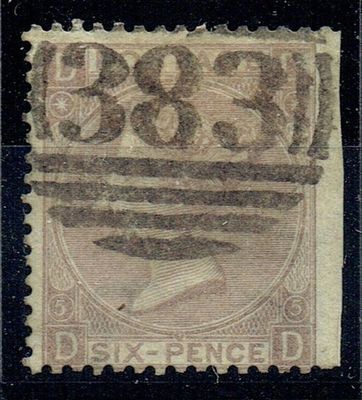 GB QUEEN VICTORIA 1865, 6d LILAC, SG97, Pl.5, Mi.38, DD|DD, USED