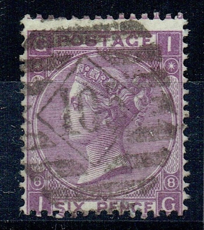 GB QUEEN VICTORIA 1869, 6d DULL VIOLET SG108, Pl.8, Mi.30, GI|IG, NO HYPHEN, USED
