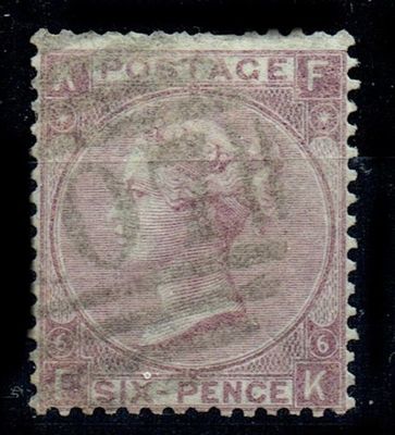 GB QUEEN VICTORIA 1865, 6d LILAC, SG97, Pl.6, Mi.38, KF|FK, USED