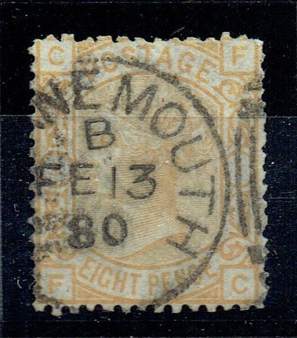 GB QUEEN VICTORIA 1876, 8d ORANGE SG156 Pl.1, Mi.45, CF|FC, USED