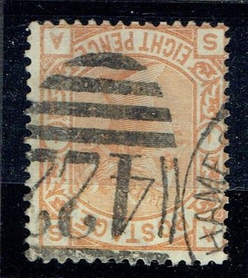 GB QUEEN VICTORIA 1876, 8d ORANGE SG156Wi Pl.1, Mi.45, AS|SA, FINE USED