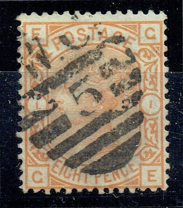 GB QUEEN VICTORIA 1876, 8d ORANGE SG156 Pl.1, Mi.45, EC|CE, USED