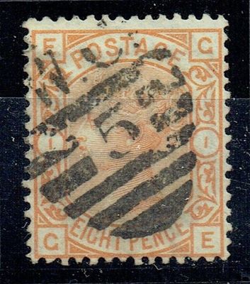 GB QUEEN VICTORIA 1876, 8d ORANGE SG156 Pl.1, Mi.45, EC|CE, USED