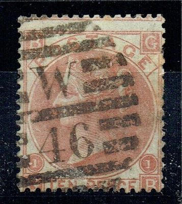 GB QUEEN VICTORIA 1867, 10d PALE RED-BROWN, SG113, Pl.1, Mi.32Y, BG|GB, MNH