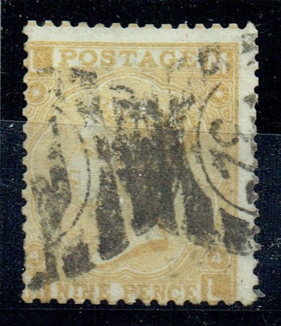 GB QUEEN VICTORIA 1865, 9d STRAW, SG110, Pl.4, Mi.31c, LM|ML, USED