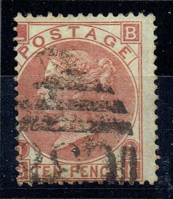 GB QUEEN VICTORIA 1867, 10d DEEP RED-BROWN, SG114, Pl.1, Mi.32Y, LB|BL, USED-FU
