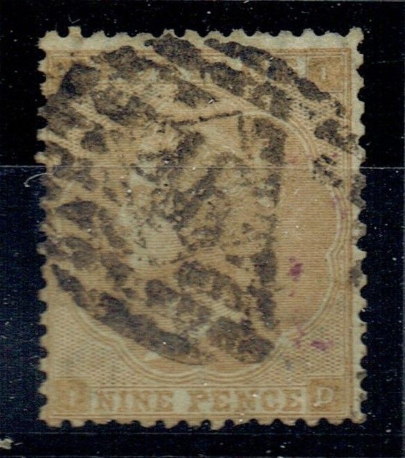 GB QUEEN VICTORIA 1865, 9d STRAW, SG87b, Mi.40a, DI|ID, USED