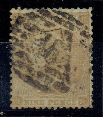 GB QUEEN VICTORIA 1865, 9d STRAW, SG87b, Mi.40a, DI|ID, USED