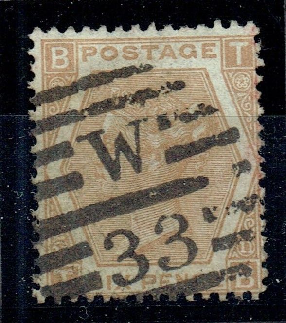 GB QUEEN VICTORIA 1872, 6d CHESTNUT,  Pl.11, SG 122a,  BT|TB, USED