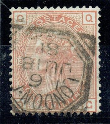 GB QUEEN VICTORIA 1881, 1s ORANGE BROWN, SG163 Pl.13, Mi.64, GQ|QG, USED