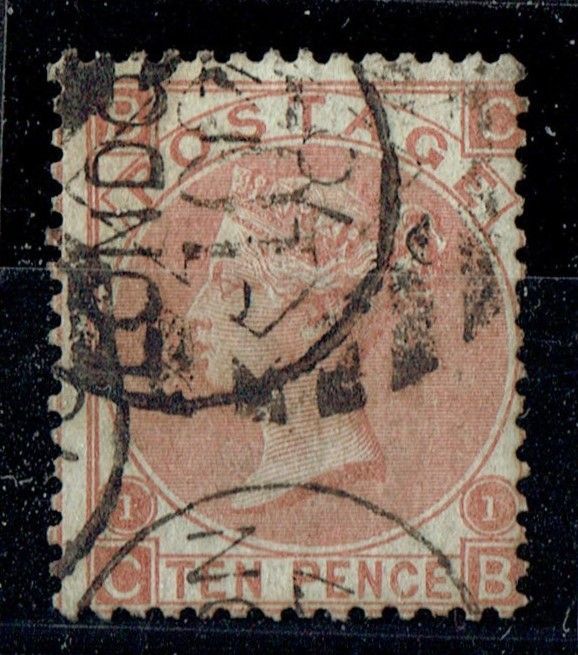 GB QUEEN VICTORIA 1867, 10d DEEP RED-BROWN, SG114, Pl.1, Mi.32Y, BC|CB, USED