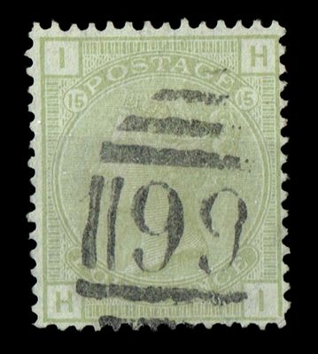 GB QUEEN VICTORIA, 1877, 4d SAGE-GREEN, SG153 Pl.15, IH|HI, USED