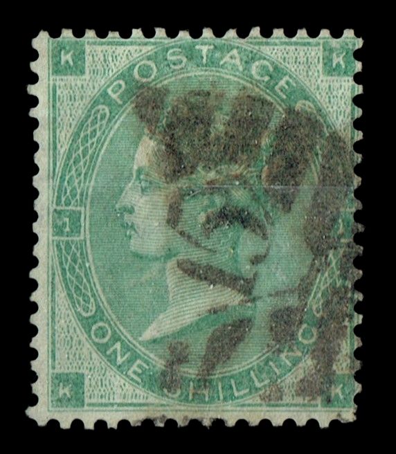 GB QUEEN VICTORIA, 1862, ERRORS, 1s GREEN, SG89, Mi.22b, Pl.1, KK|KK, USED