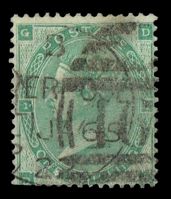 GB QUEEN VICTORIA, 1862, ERRORS, 1s GREEN, SG89, Mi.22b, Pl.1, GD|DG, USED