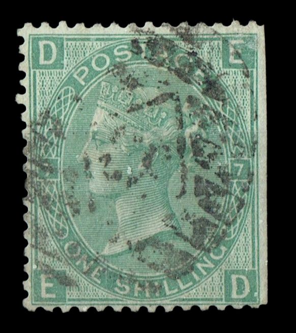 GB QUEEN VICTORIA, 1867, 1s GREEN, SG117, Mi.33, Pl.7, DE|ED, USED