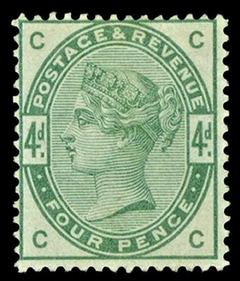 GB QUEEN VICTORIA 1884, 4d DULL GREEN SG192, CC|CC, MNH