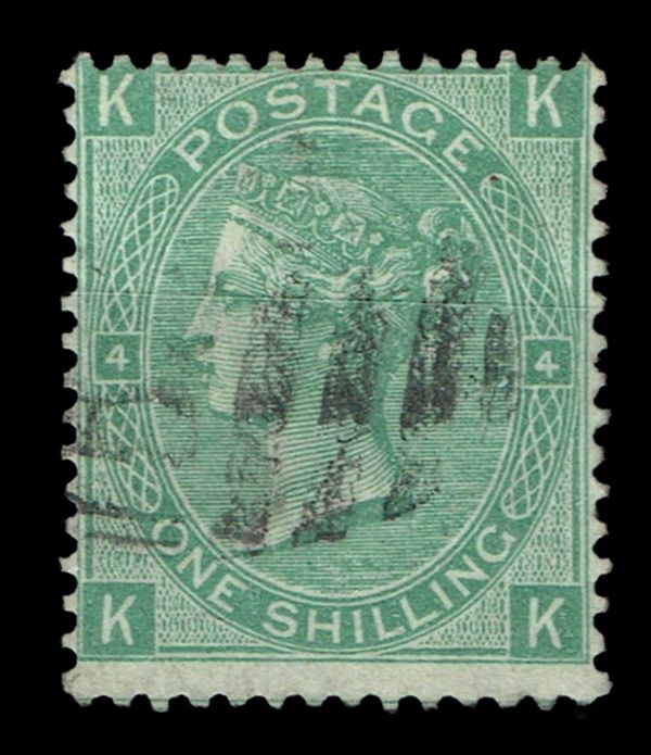GB QUEEN VICTORIA 1867, 1s DEEP GREEN, SG115, Mi.33, Pl.4, KK|KK, USED