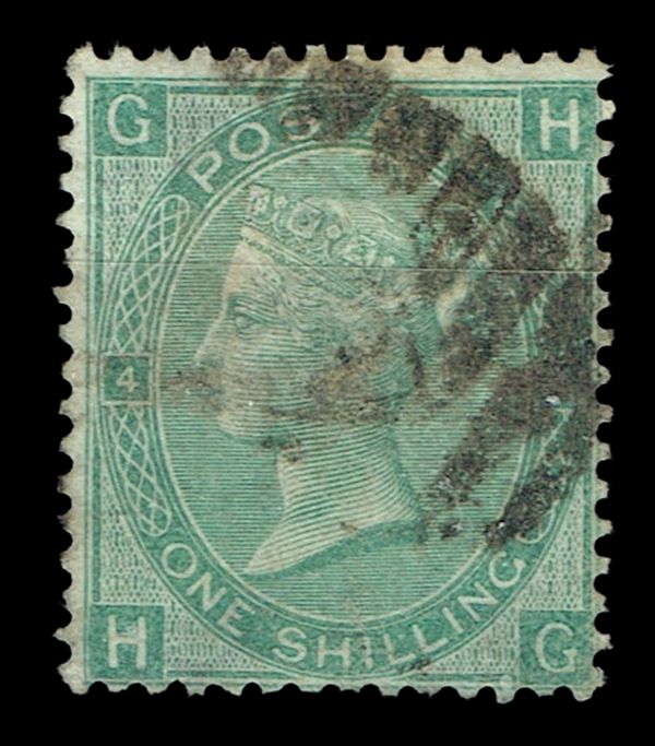 GB QUEEN VICTORIA 1867, 1s DEEP GREEN, SG115, Mi.33, Pl.4, GH|HG, USED
