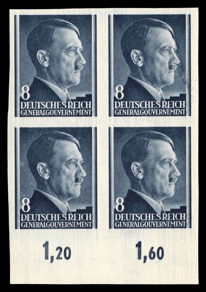 1941 GENERAL GOVERNMENT, 8gr BLOCK of FOUR, Mi.73U, MNH