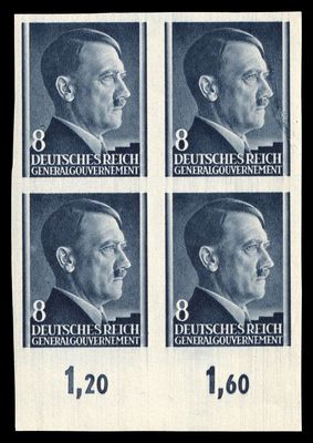 1941 GENERAL GOVERNMENT, 8gr BLOCK of FOUR, Mi.73U, MNH
