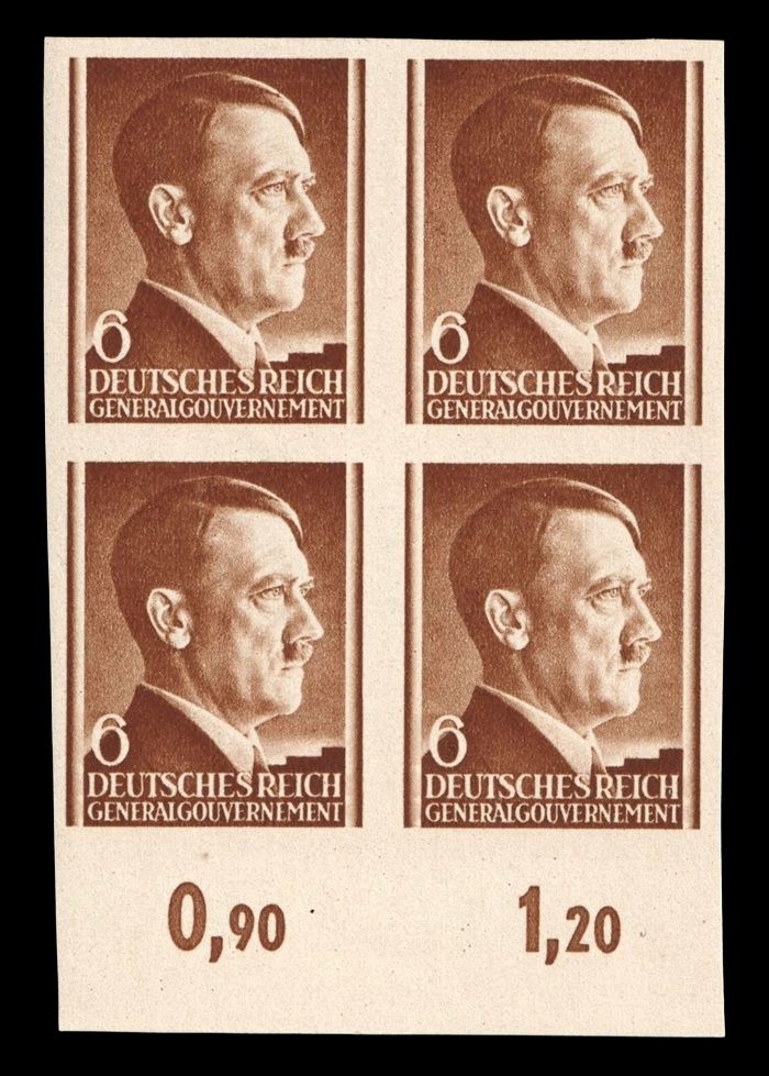 1941 GENERAL GOVERNMENT, 6gr BLOCK of FOUR, Mi.72U, MNH