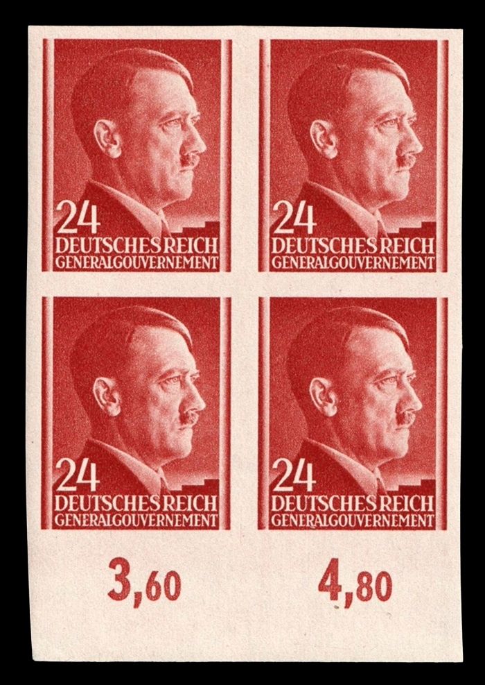 1941 GENERAL GOVERNMENT, 24gr BLOCK of FOUR, Mi.78U, MNH