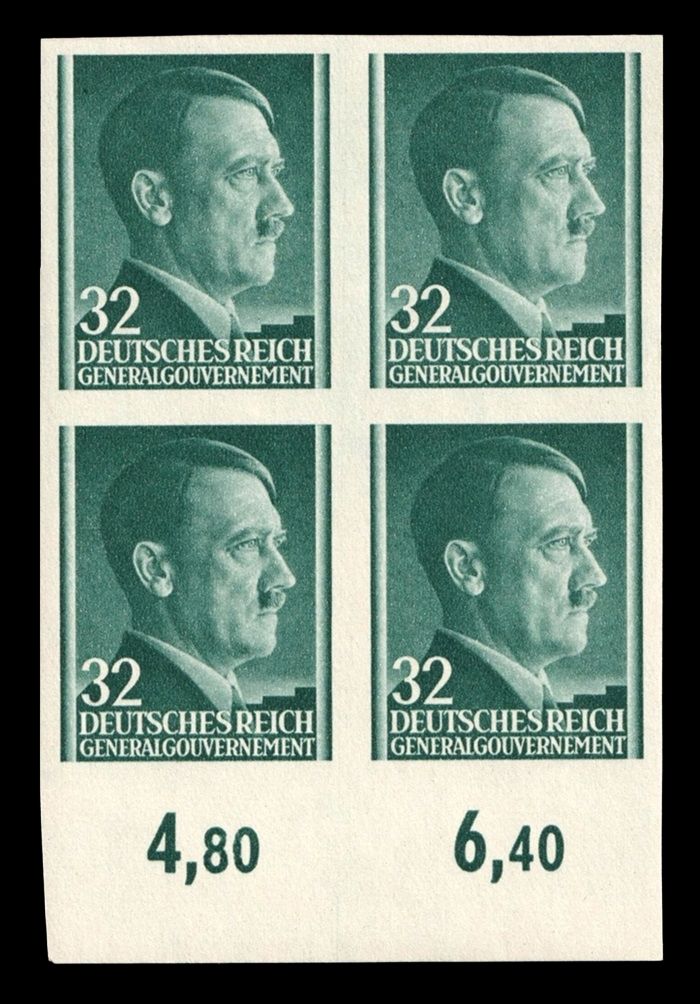 1941 GENERAL GOVERNMENT, 32gr BLOCK of FOUR, Mi.80U, MNH
