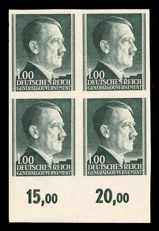 1941 GENERAL GOVERNMENT, 1Zl BLOCK of FOUR, Mi.86U, MNH