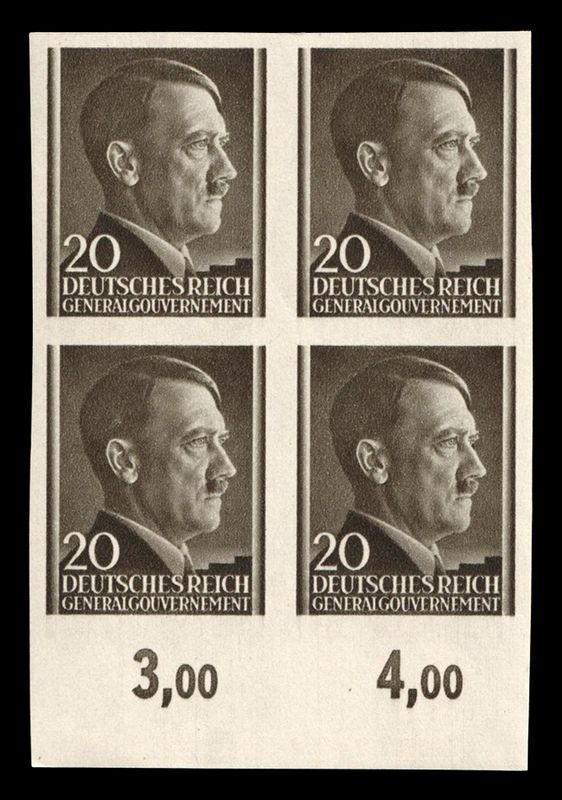 1941 GENERAL GOVERNMENT, 20gr BLOCK of FOUR, Mi.77U, MNH