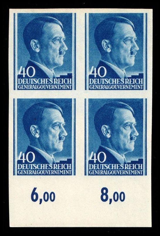 1941 GENERAL GOVERNMENT, 40gr BLOCK of FOUR, Mi.81U, MNH