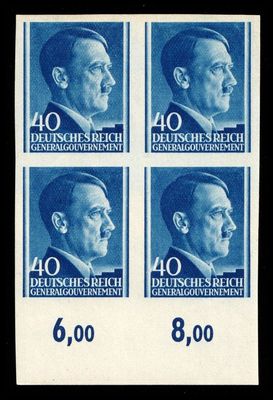 1941 GENERAL GOVERNMENT, 40gr BLOCK of FOUR, Mi.81U, MNH