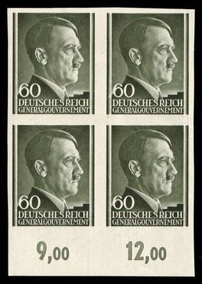 1941 GENERAL GOVERNMENT, 60gr BLOCK of FOUR, Mi.111U, MNH