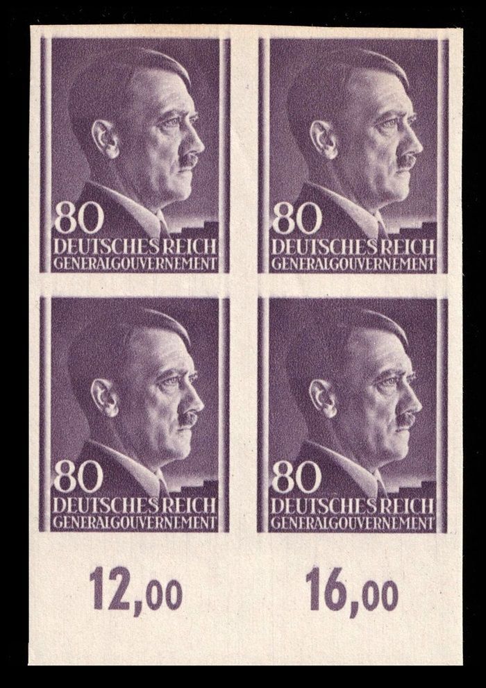 1941 GENERAL GOVERNMENT, 80gr BLOCK of FOUR, Mi.112U, MNH