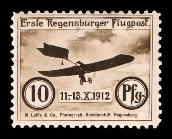 GERMAN EMPIRE 1912, 10pf REGENSBURG AVIATION ARCHIVE, Mi.7, MNH, SIGNED