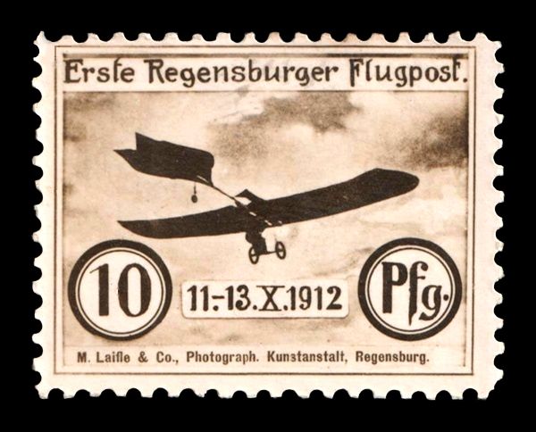 GERMAN EMPIRE 1912, 10pf REGENSBURG AVIATION ARCHIVE, Mi.6, MNH, SIGNED