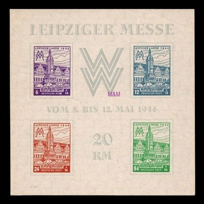 1946 GERMANY WEST SAXONY, ERRORS, NOT LISTED, Mi.Bl.5Xa Type II, MNH, CERTIFIED