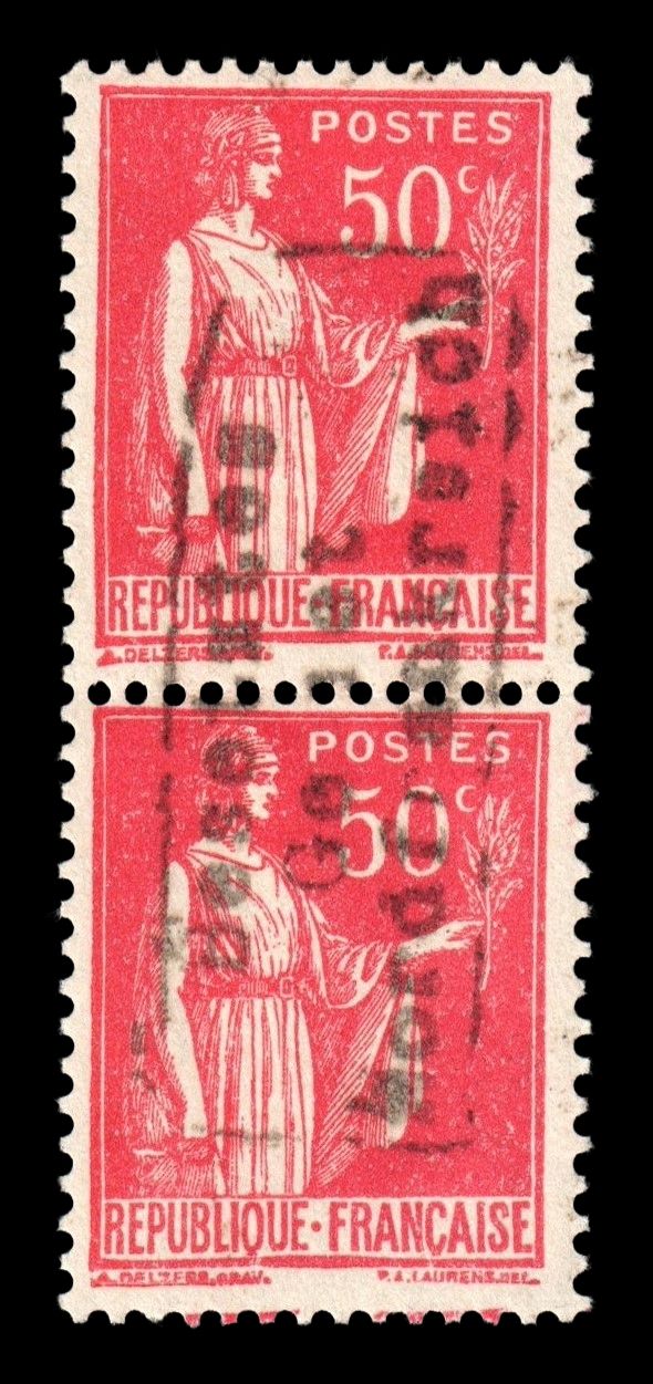 1940, DUNKIRK, ERROR, 50c RED, Mi.2var Type II, OVERPRINT, PAIR, SIGNED