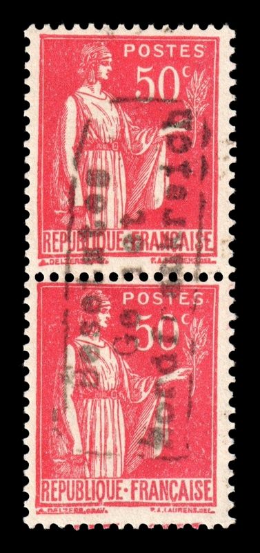 1940, DUNKIRK, ERROR, 50c RED, Mi.2var Type II, OVERPRINT, PAIR, SIGNED