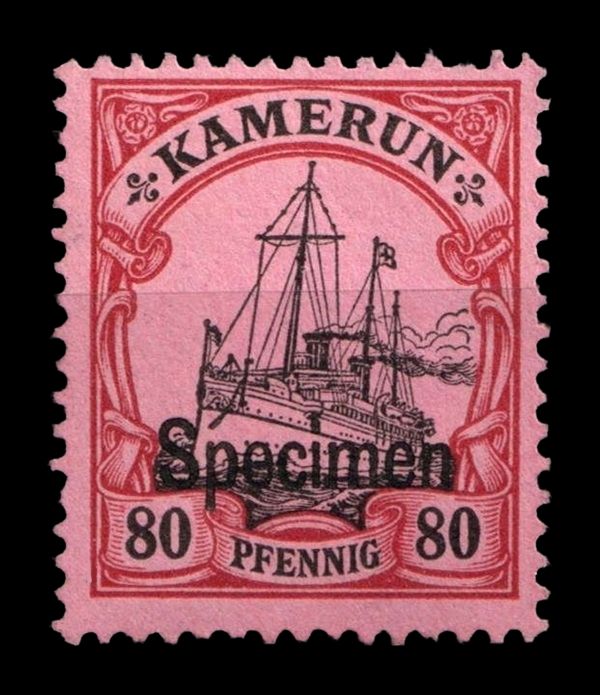 1900 CAMEROON, 80pf BLACK and CARMINE ROSE, Mi.15sp, MNH