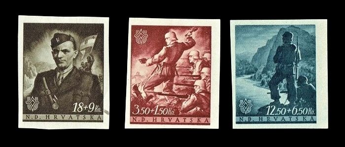 1943 CROATIA NDH, INDEPENDENCE ANNIVERSARY, COMPLETE SET Mi.105-107, Mint