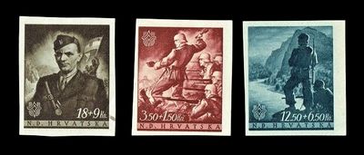 1943 CROATIA NDH, INDEPENDENCE ANNIVERSARY, COMPLETE SET Mi.105-107, Mint 1943 CROATIA NDH, INDEPENDENCE ANNIVERSARY, COMPLETE SET Mi.105-107, Mint