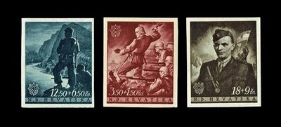 1943 CROATIA NDH, INDEPENDENCE ANNIVERSARY, COMPLETE SET Mi.105-107, MNH 1943 CROATIA NDH, INDEPENDENCE ANNIVERSARY, COMPLETE SET Mi.105-107, MNH