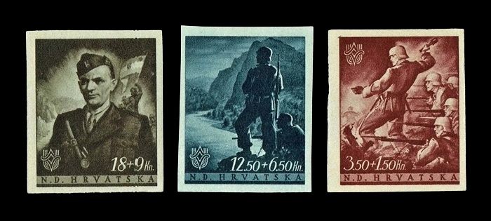 1943 CROATIA NDH, INDEPENDENCE ANNIVERSARY, COMPLETE SET Mi.105-107, MNH/Mint