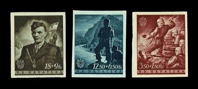 1943 CROATIA NDH, INDEPENDENCE ANNIVERSARY, COMPLETE SET Mi.105-107, MNH/Mint 1943 CROATIA NDH, INDEPENDENCE ANNIVERSARY, COMPLETE SET Mi.105-107, MNH/Mint