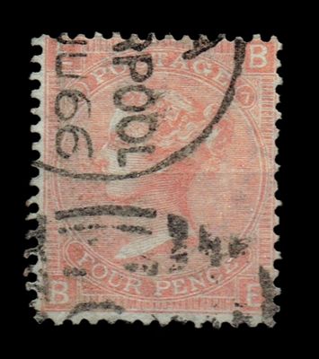 GB QUEEN VICTORIA, 1869, 4d VERMILION, SG93/94 Pl.7, Mi.24, EB|BE, Used GB QUEEN VICTORIA, 1869, 4d VERMILION, SG93/94 Pl.7, Mi.24, EB|BE, Used
