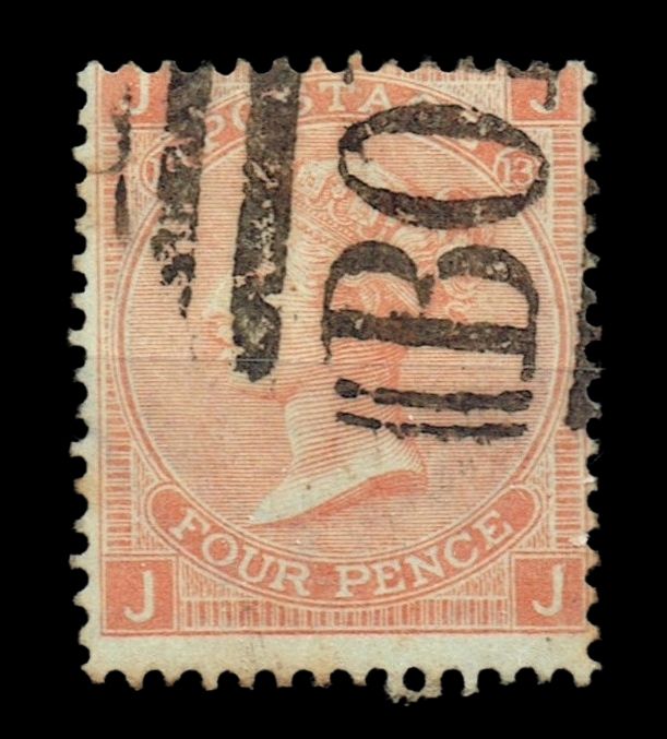 GB QUEEN VICTORIA, 4d VERMILION, SG94 Pl.13, Mi.24Z, JJ|JJ, USED GB QUEEN VICTORIA, 4d VERMILION, SG94 Pl.13, Mi.24Z, JJ|JJ, USED